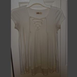 White Hollister String V-neck Top